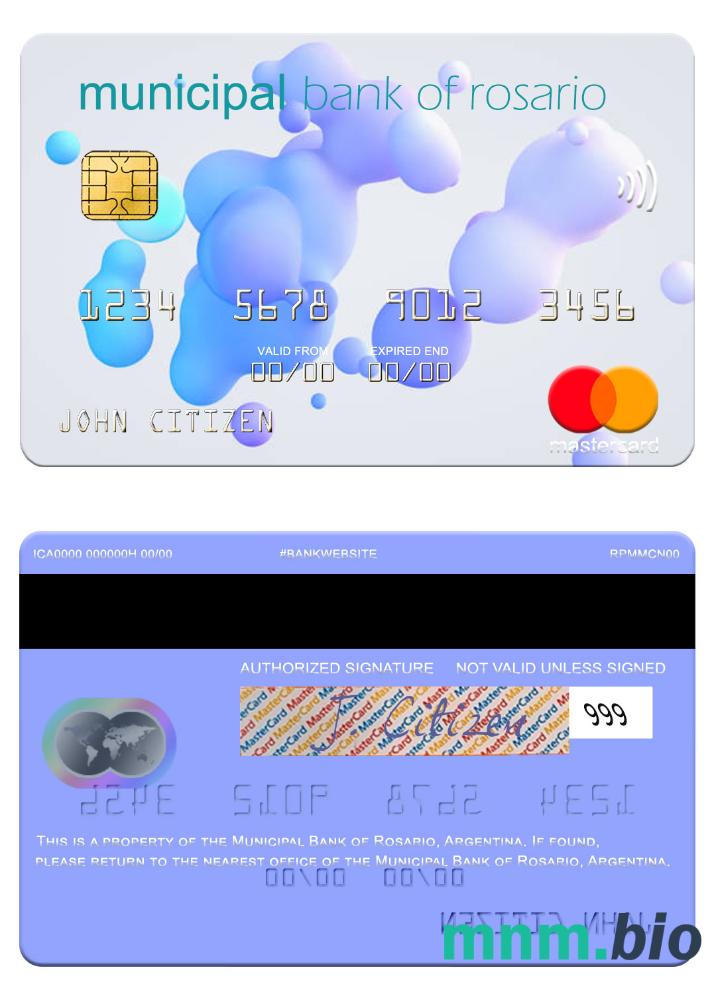 Argentina Municipal Bank of Rosario przykład karty mastercard w formacie PSD